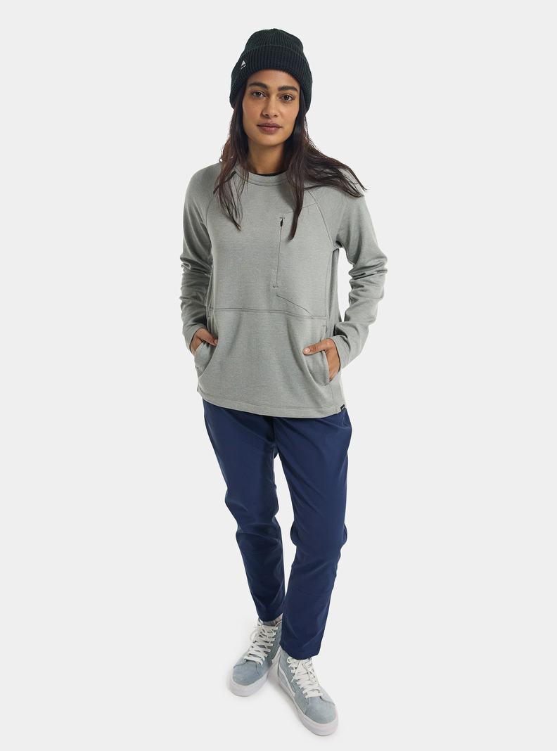 Sweats Burton Multipath Grid Crewneck Fleece  Grise Femme | DZU-2510836