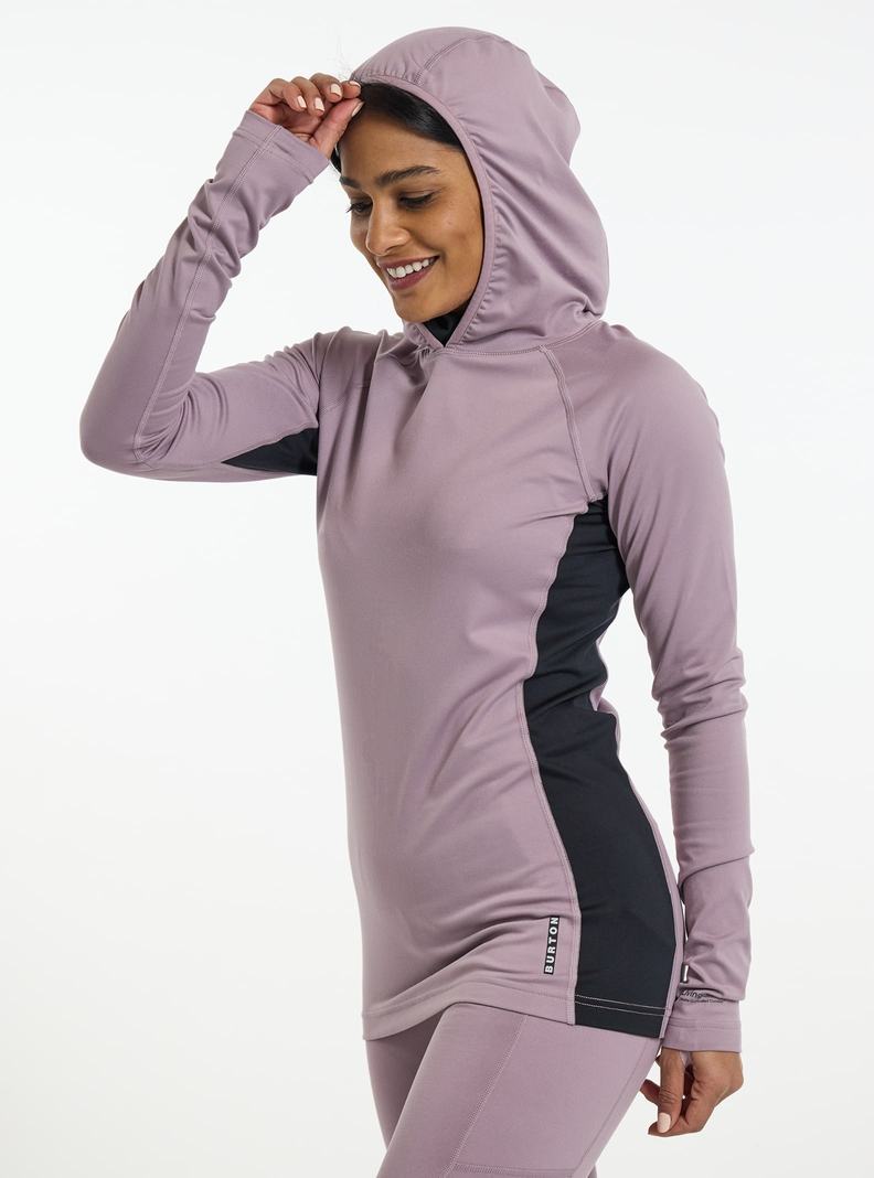 Sous-couches Burton Midweight X Base Layer Long Neck Hoodie  Violette Femme | WOW-7489246