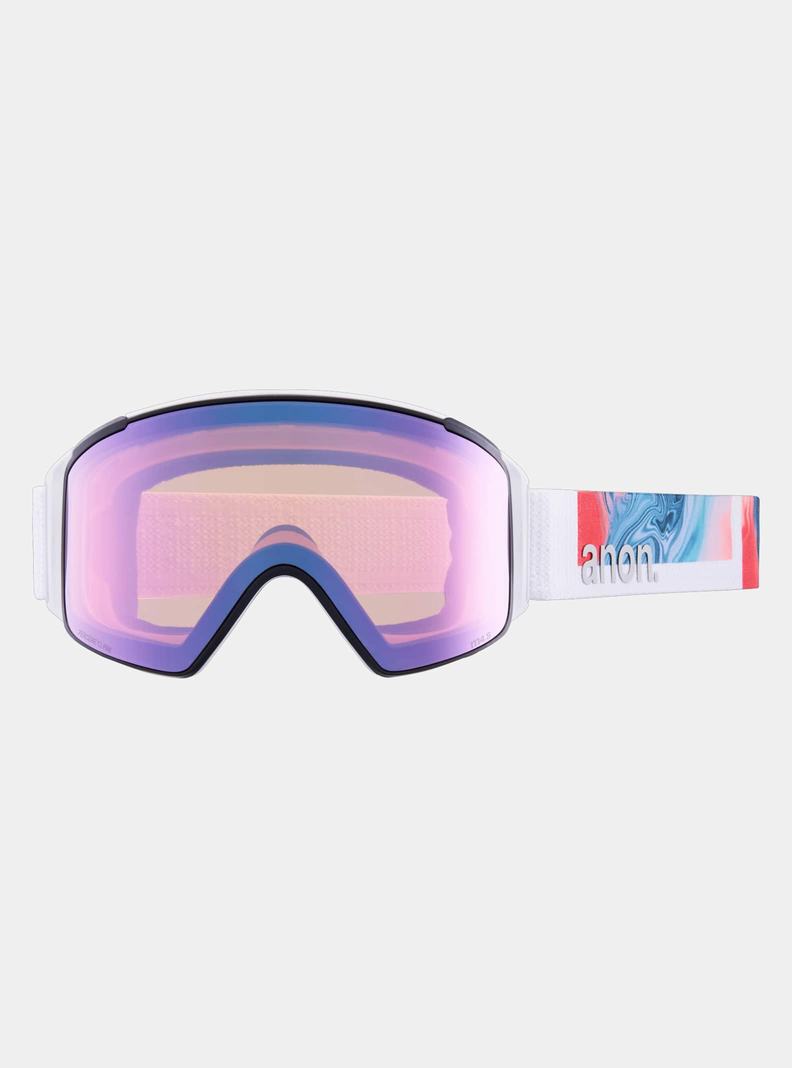 Lunette Ski Burton Anon M4S Goggles (Cylindrical) + Bonus Lens + MFI Face Mask  Orange Noir Violette Femme | JHL-6707160