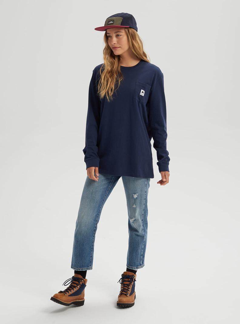 T-shirts Burton Colfax Long Sleeve  Bleu Femme | DLB-7569223