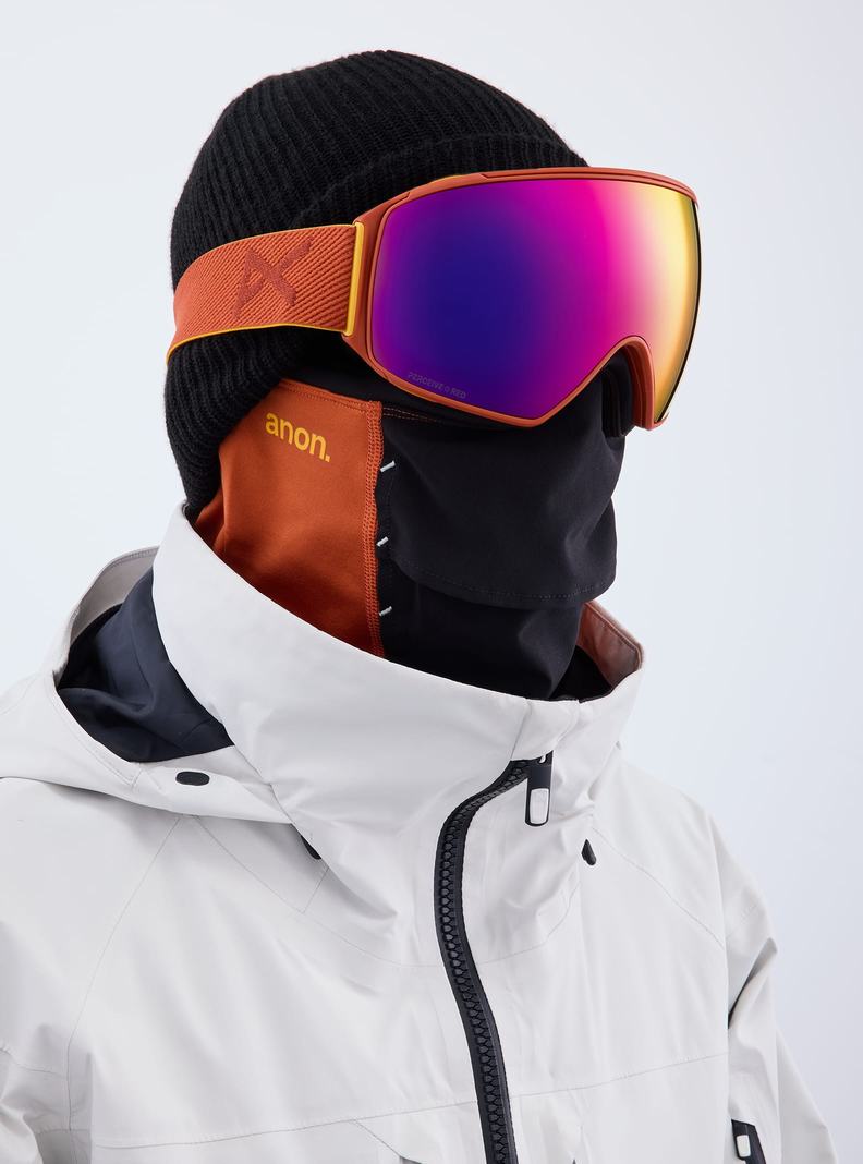 Lunette Ski Burton Anon M4 Low Bridge Fit Goggles (Toric) + Bonus Lens + MFI Face Mask  Orange Rouge Femme | IHP-1928817