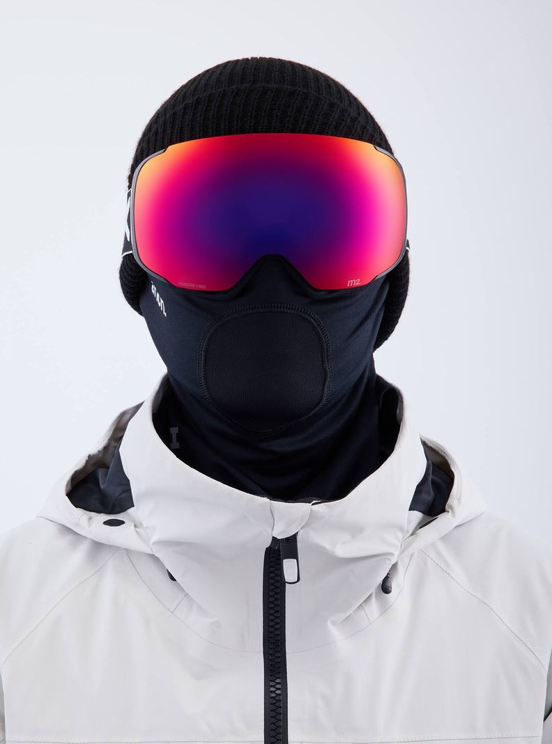 Lunette Ski Burton Anon M2 Low Bridge Fit Goggles + Bonus Lens + MFI Face Mask  Noir Orange Rouge Femme | YAC-8032003