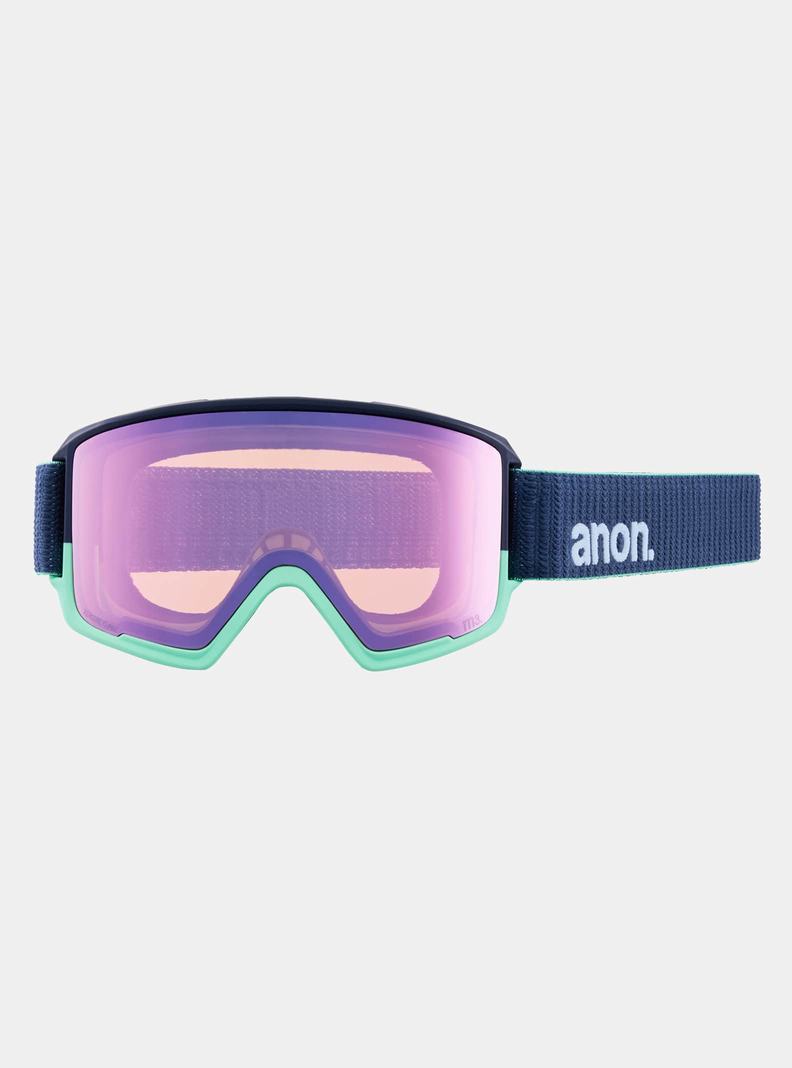 Lunette Ski Burton Anon M3 Low Bridge Fit Goggles + Bonus Lens + MFI Face Mask  Noir Bleu Rose Femme | YGF-1850615