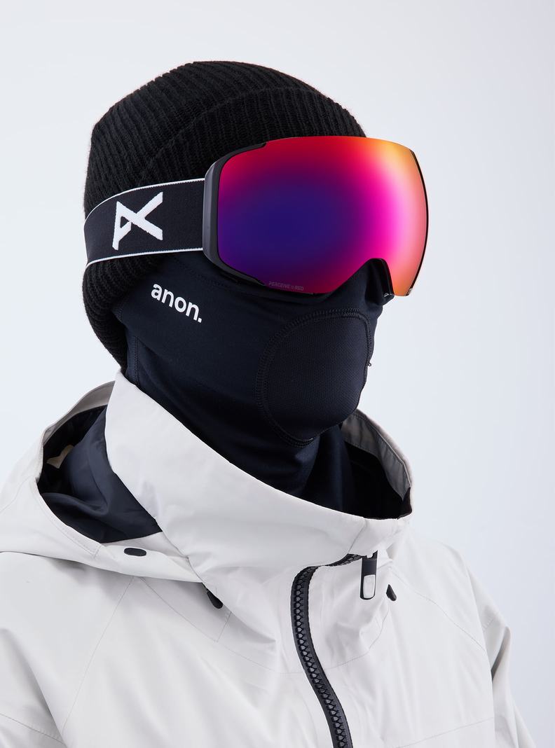 Lunette Ski Burton Anon M2 Low Bridge Fit Goggles + Bonus Lens + MFI Face Mask  Noir Orange Rouge Femme | YAC-8032003