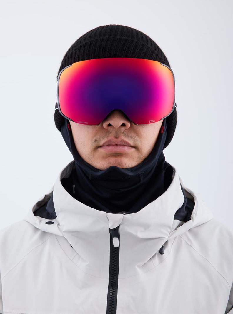 Lunette Ski Burton Anon M2 Low Bridge Fit Goggles + Bonus Lens + MFI Face Mask  Noir Orange Rouge Femme | YAC-8032003