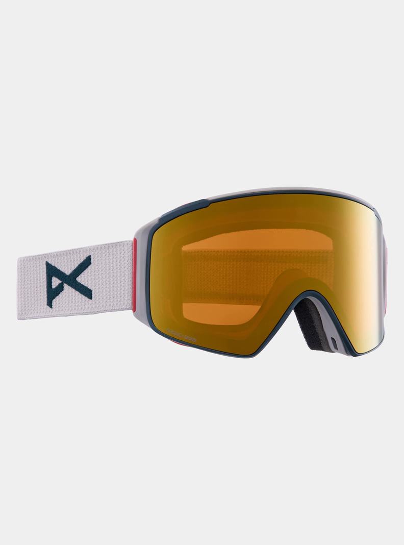 Lunette Ski Burton Anon M4S Goggles (Cylindrical) + Bonus Lens + MFI Face Mask  Grise Orange Femme | LUR-8183228