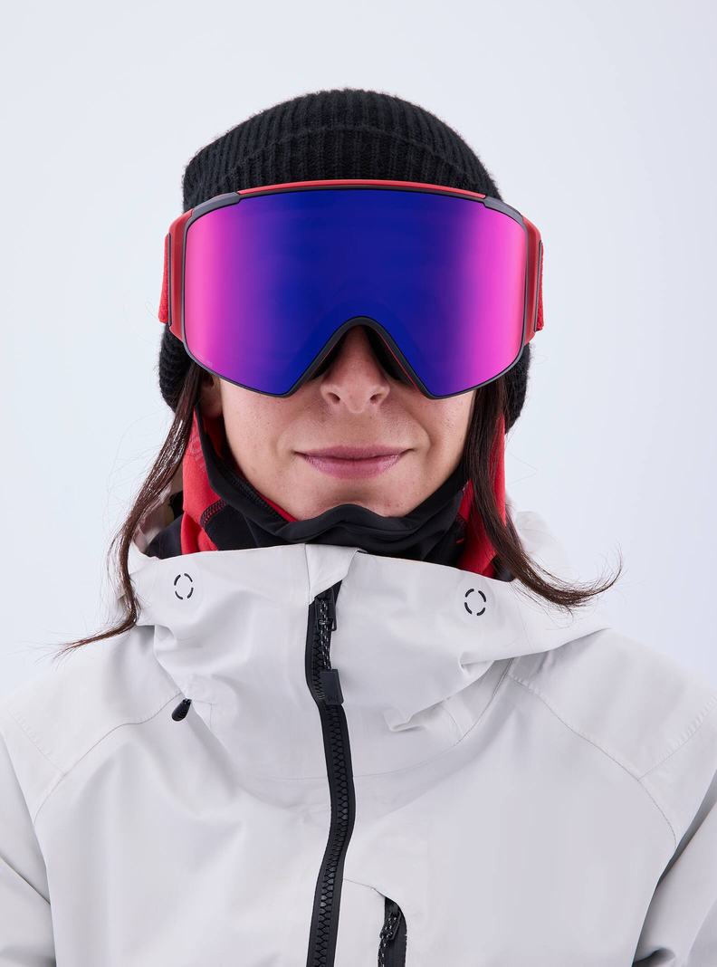 Lunette Ski Burton Anon M4S Goggles (Cylindrical) + Bonus Lens + MFI Face Mask  Rouge Orange Rouge Femme | AUO-9165089