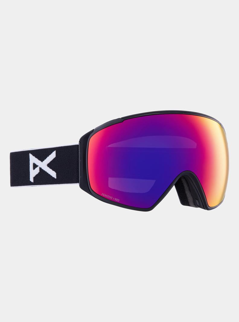 Lunette Ski Burton Anon M4S Goggles (Toric) + Bonus Lens + MFI Face Mask  Noir Orange Rouge Femme | VAD-0061042