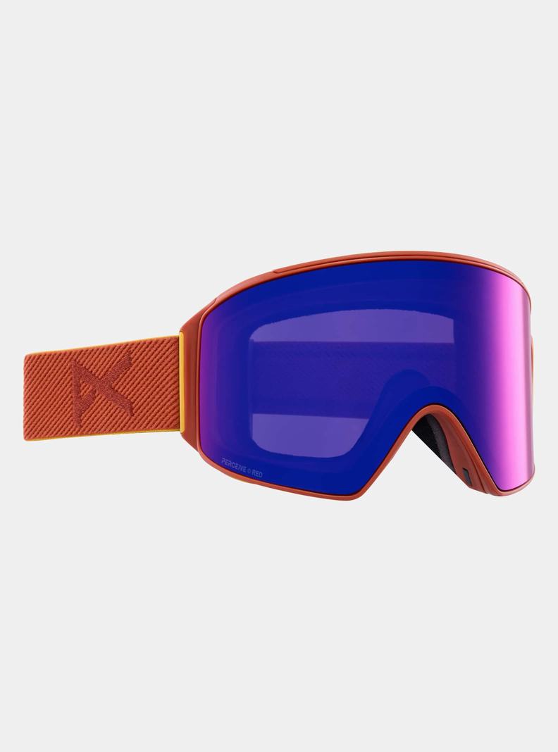 Lunette Ski Burton Anon M4 Goggles (Cylindrical) + Bonus Lens + MFI Face Mask  Orange Rouge Femme | AVC-1830422