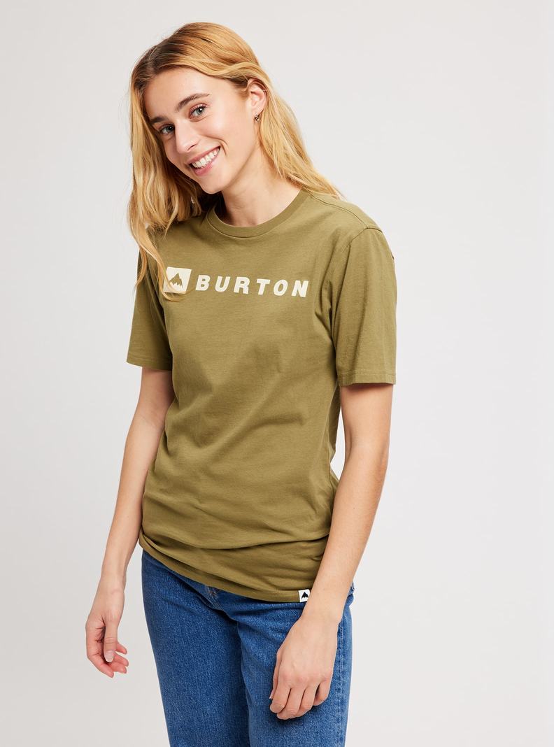 T-shirts Burton Horizontal Mountain Corta Sleeve  Vert Olive Femme | EWI-1133507