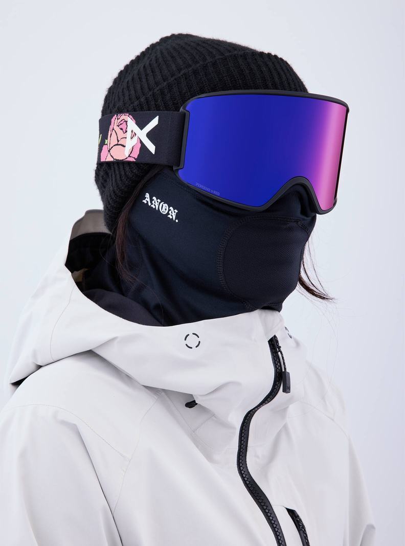 Lunette Ski Burton Anon WM3 Goggles + Bonus Lens + MFI Face Mask  Orange Rouge Femme | SPM-9847457