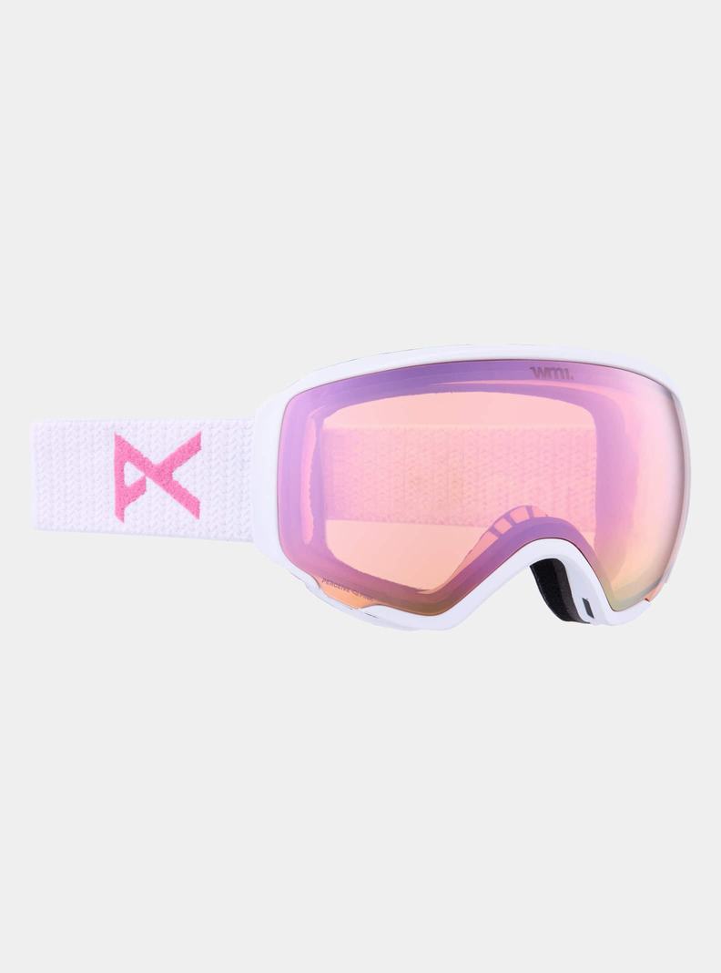 Lunette Ski Burton Anon WM1 Goggles + Bonus Lens + MFI Face Mask  Blanche Rose Bleu Femme | XHP-8052898