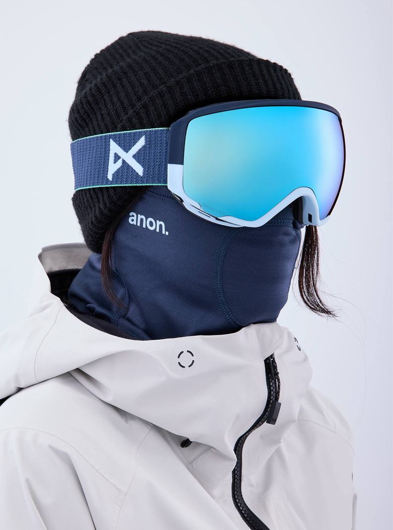 Lunette Ski Burton Anon WM1 Goggles + Bonus Lens + MFI Face Mask  Bleu Marine Bleu Rose Femme | AHH-6146353