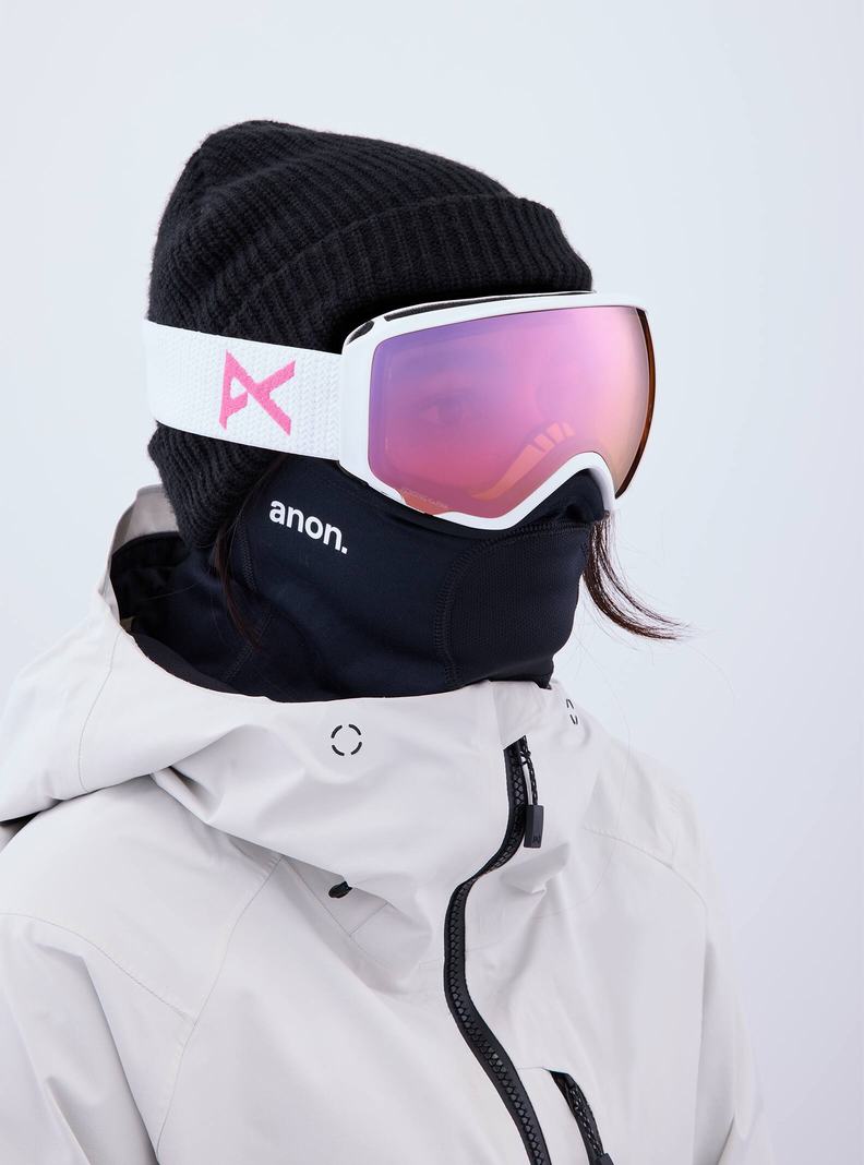 Lunette Ski Burton Anon WM1 Goggles + Bonus Lens + MFI Face Mask  Blanche Rose Bleu Femme | XHP-8052898