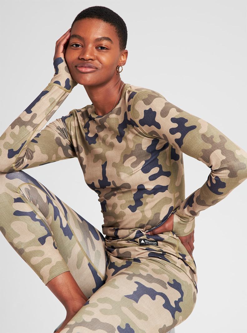 Sous-couches Burton Midweight Base Layer Crew  Vert Olive Camouflage Femme | TQL-0531295