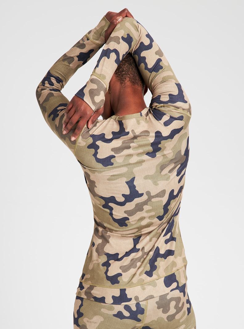 Sous-couches Burton Midweight Base Layer Crew  Vert Olive Camouflage Femme | TQL-0531295