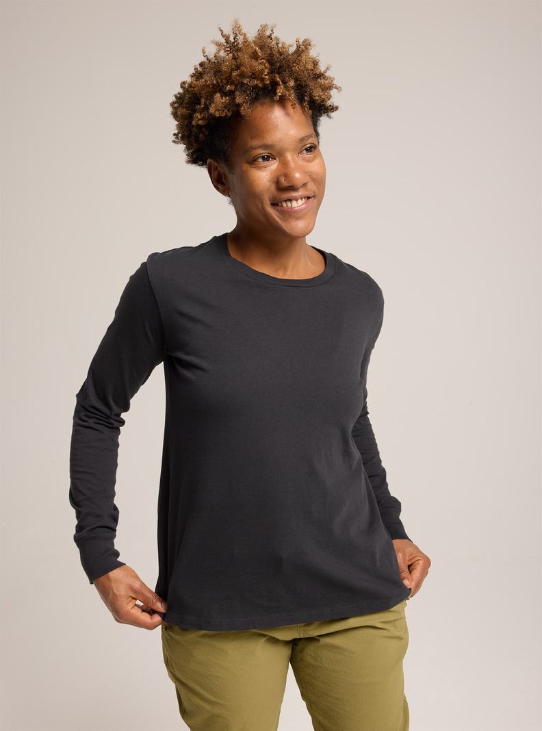 T-shirts Burton Classiche Blank Long Sleeve  Noir Femme | GBR-4735076