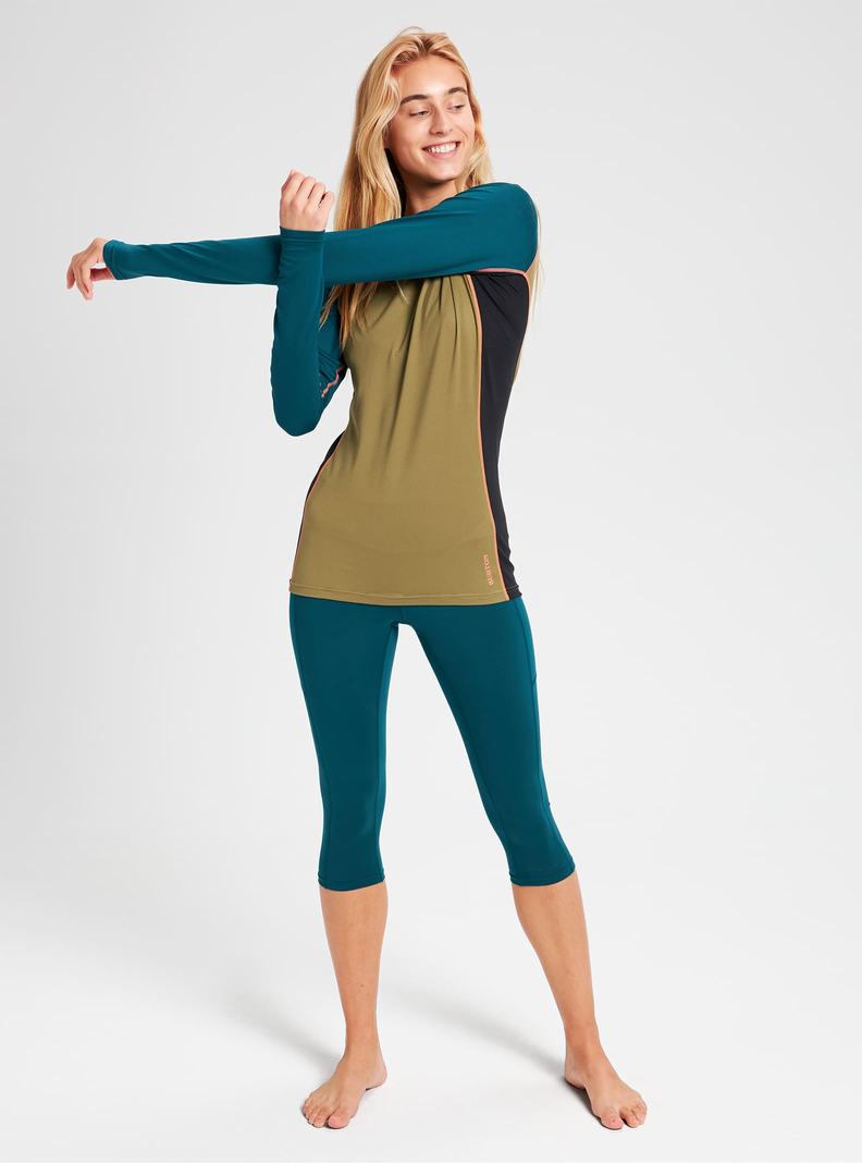 Sous-couches Burton Midweight X Base Layer Crew  Bleu Vert Olive Femme | GWK-1869681