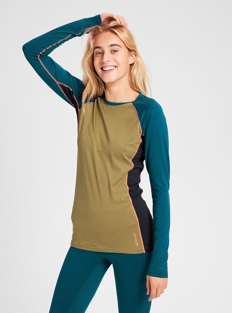 Sous-couches Burton Midweight X Base Layer Crew  Bleu Vert Olive Femme | GWK-1869681