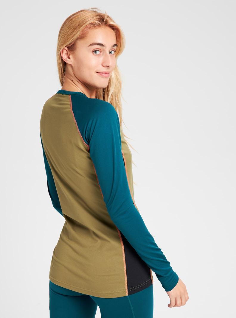 Sous-couches Burton Midweight X Base Layer Crew  Bleu Vert Olive Femme | GWK-1869681