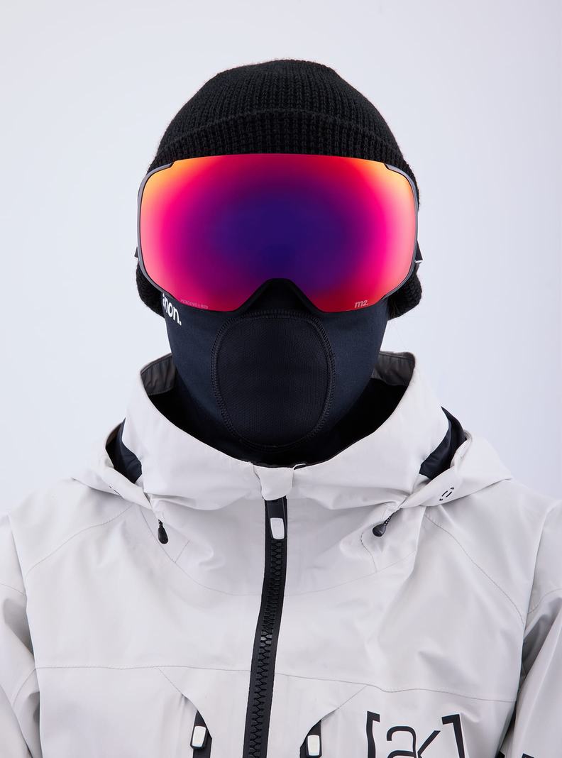 Lunette Ski Burton Anon M2 Goggles + Bonus Lens + MFI Face Mask  Noir Orange Rouge Femme | HCY-0758065