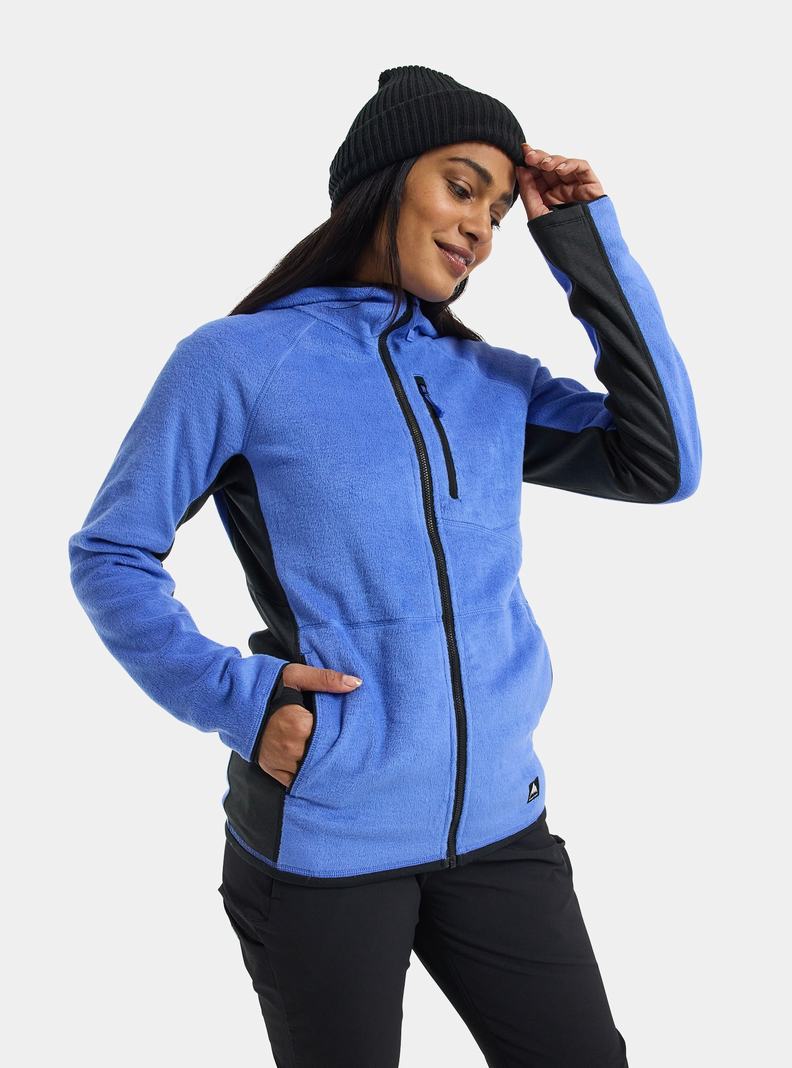 Polaire Burton Stockrun Warmest Encapuchonné Full-Zip  Bleu Noir Femme | KVQ-3883362