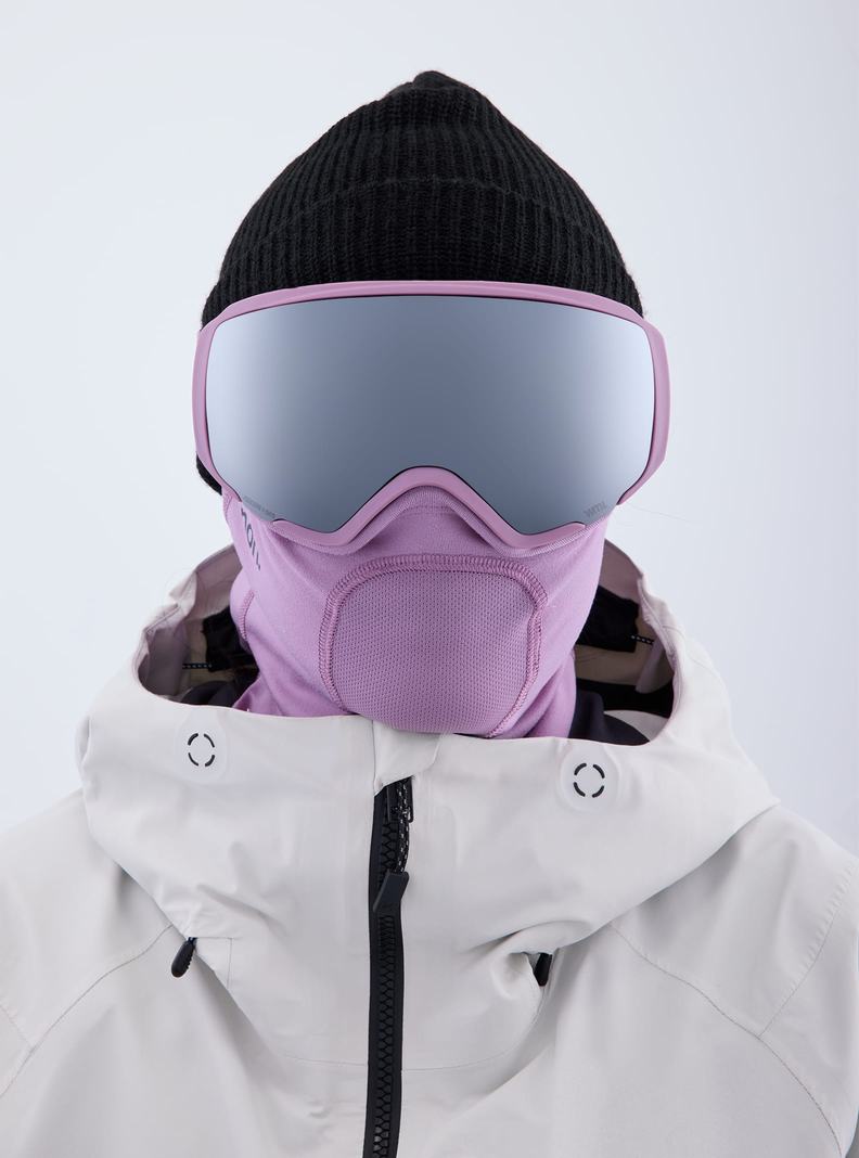 Lunette Ski Burton Anon WM1 Low Bridge Fit Goggles + Bonus Lens + MFI Face Mask  Violette Orange Noir Femme | JMF-0786837