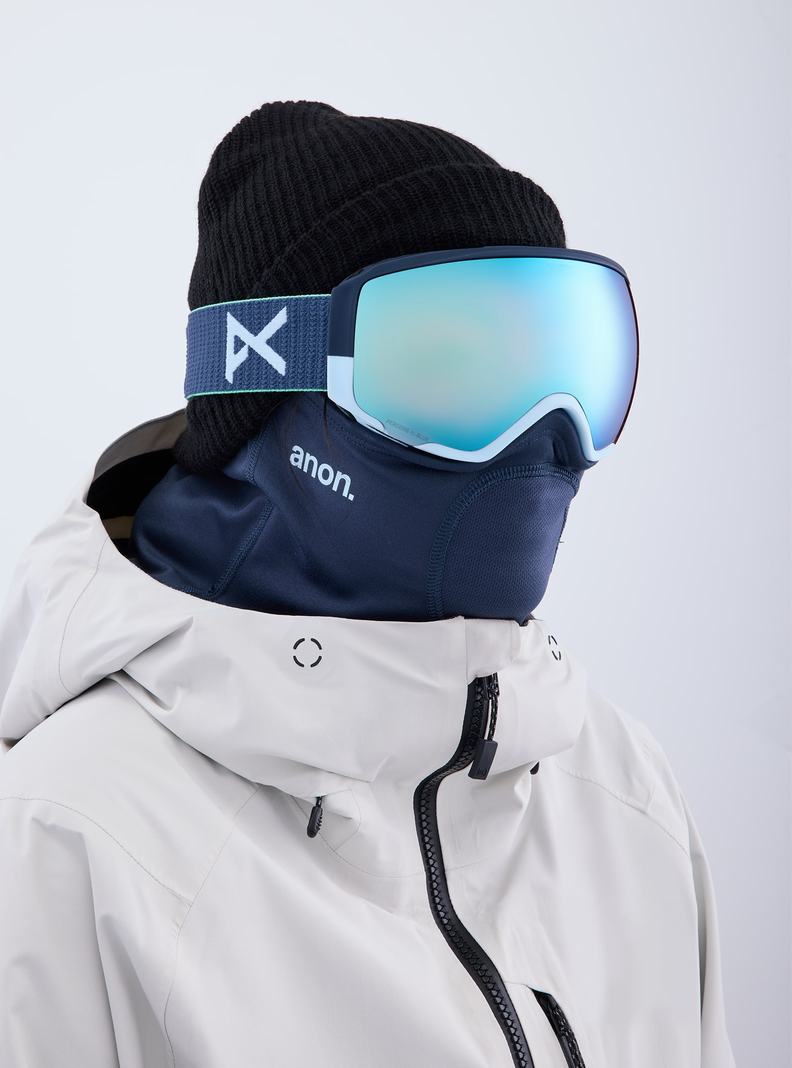 Lunette Ski Burton Anon WM1 Low Bridge Fit Goggles + Bonus Lens + MFI Face Mask  Bleu Marine Bleu Rose Femme | XIG-4731478