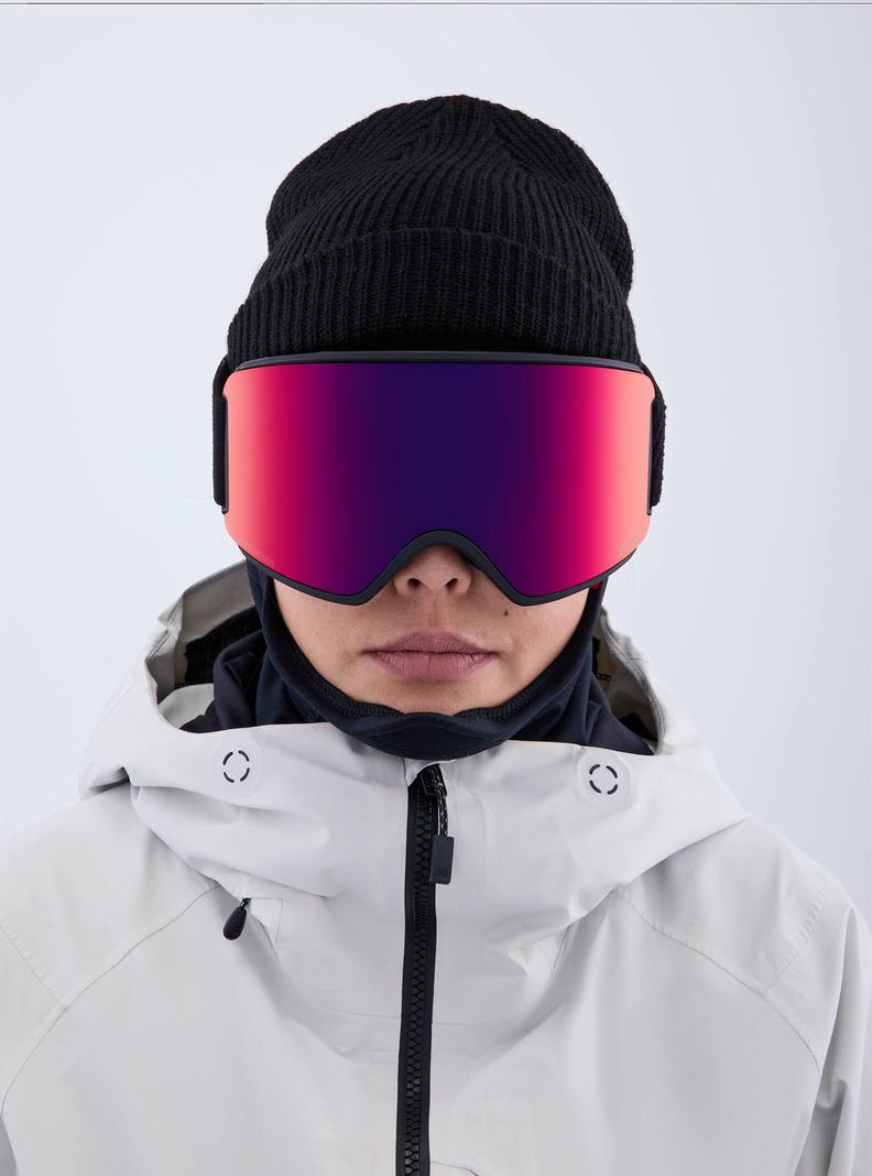 Lunette Ski Burton Anon WM3 Low Bridge Fit Goggles + Bonus Lens + MFI Face Mask  Orange Rouge Femme | BZP-3859798