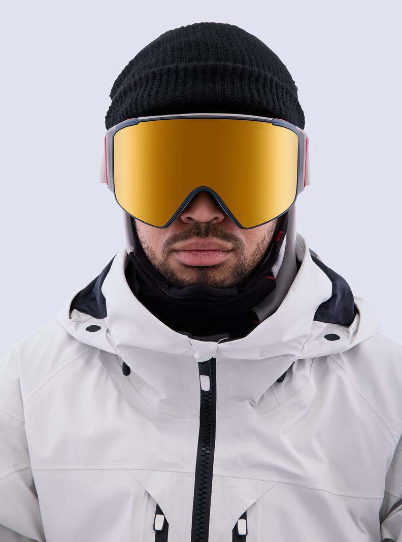 Lunette Ski Burton Anon M4S Goggles (Cylindrical) + Bonus Lens + MFI Face Mask  Grise Orange Homme | IIN-7348453