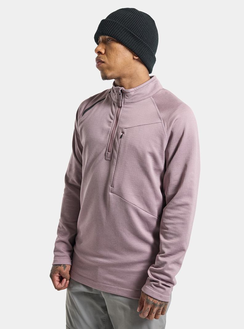 Sweats Burton Multipath Grid Quarter-Zip Fleece  Lavande Homme | XZU-9700395