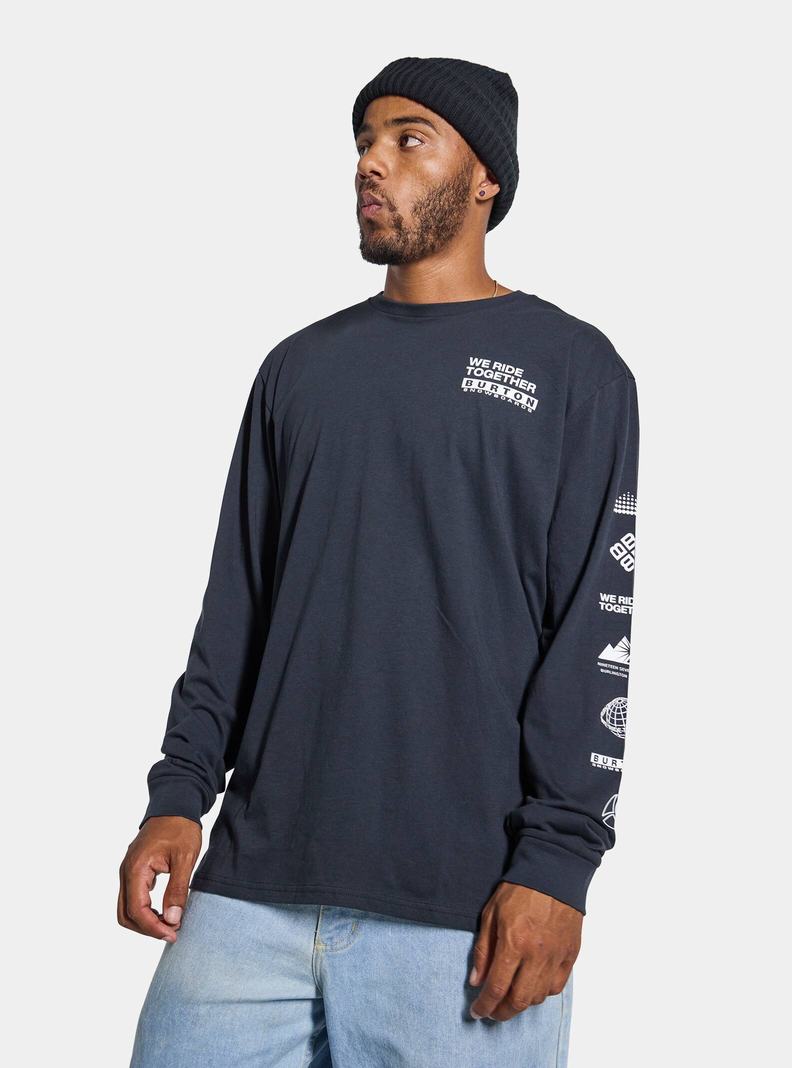 T-shirts Burton Woodmere Long Sleeve  Noir Homme | QIR-5840751