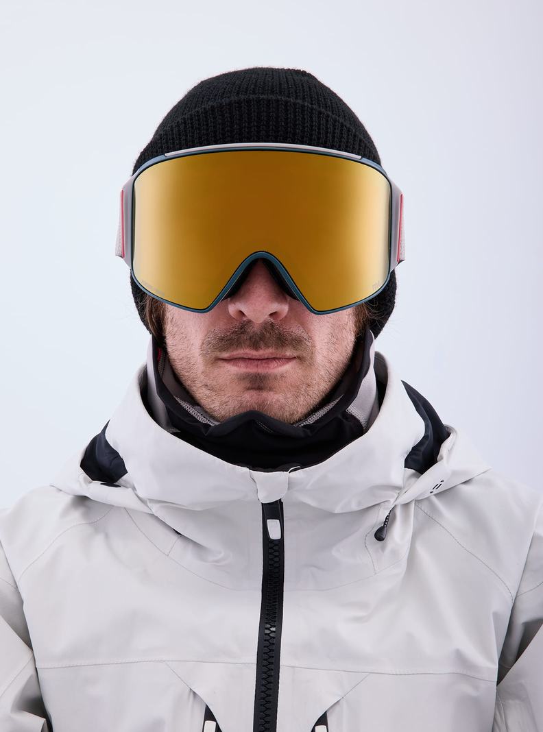 Lunette Ski Burton Anon M4 Goggles (Cylindrical) + Bonus Lens + MFI Face Mask  Grise Orange Homme | VVP-3802247