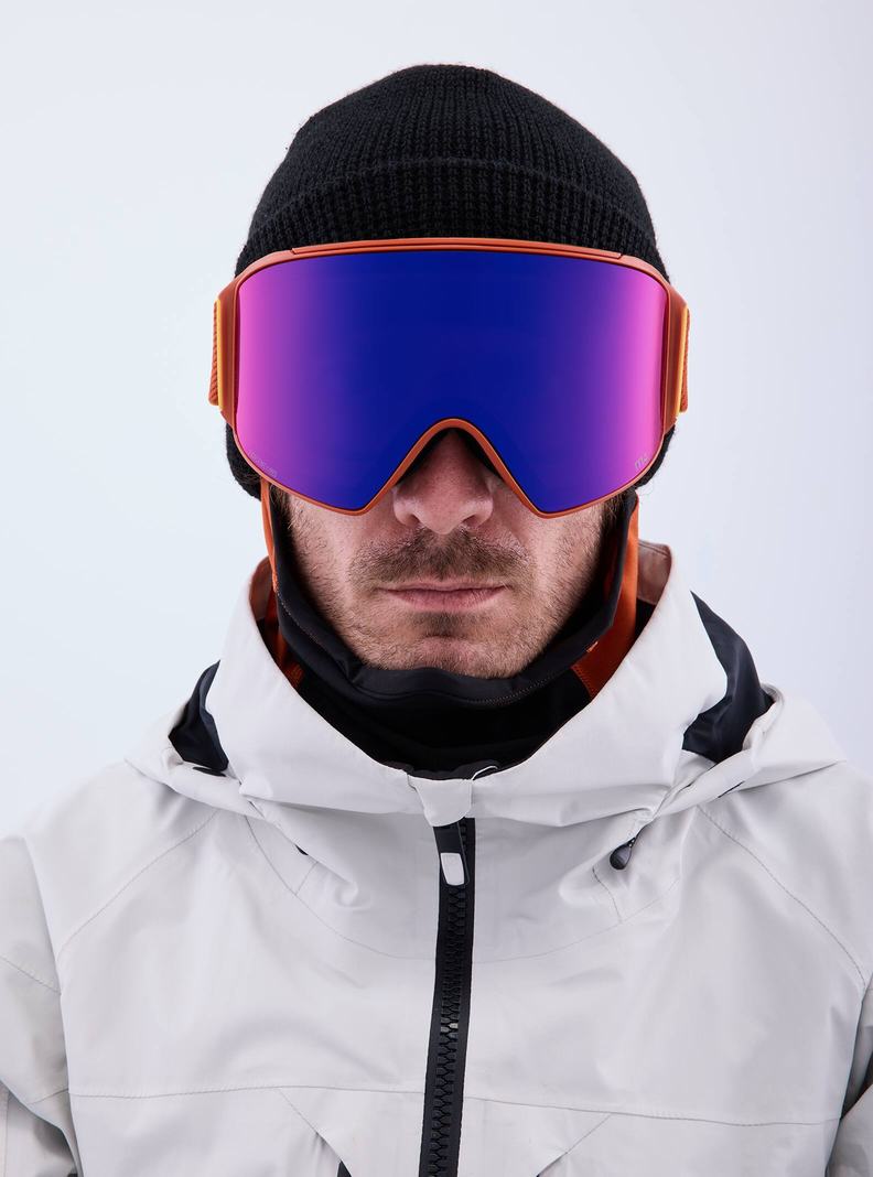 Lunette Ski Burton Anon M4 Goggles (Cylindrical) + Bonus Lens + MFI Face Mask  Orange Rouge Homme | EDO-6244034