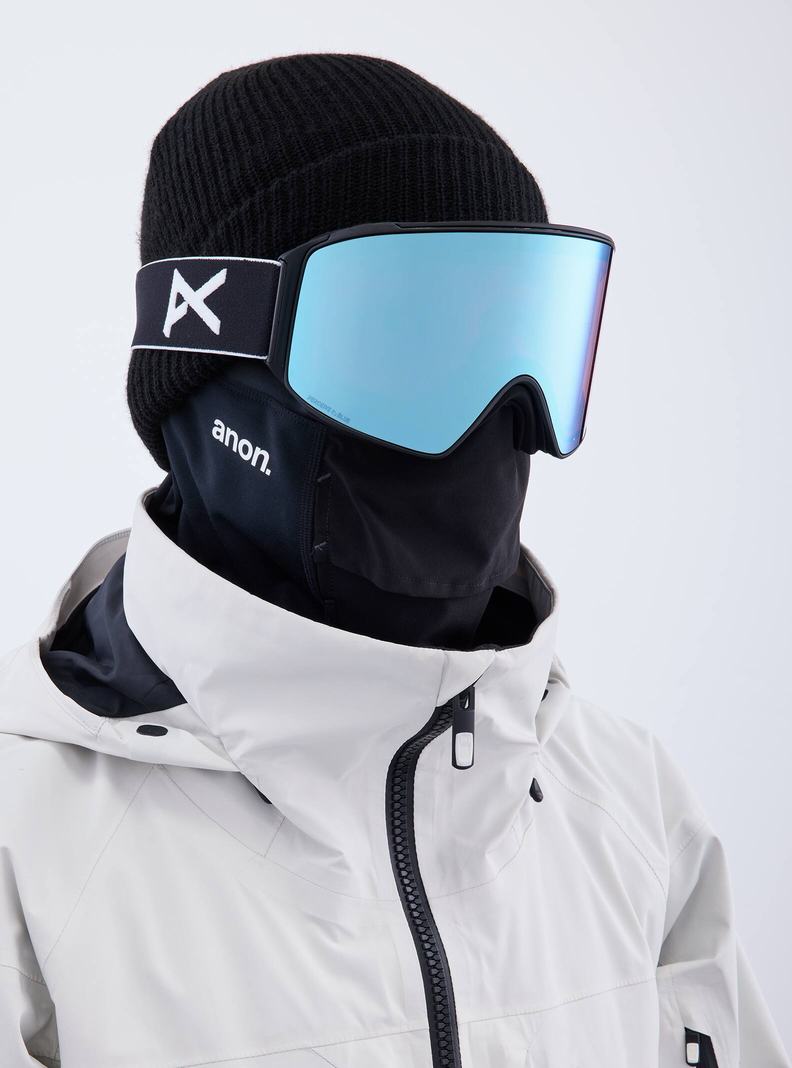 Lunette Ski Burton Anon M4 Low Bridge Fit Goggles (Cylindrical) + Bonus Lens + MFI Face Mask  Noir Bleu Rose Homme | JLM-4076432