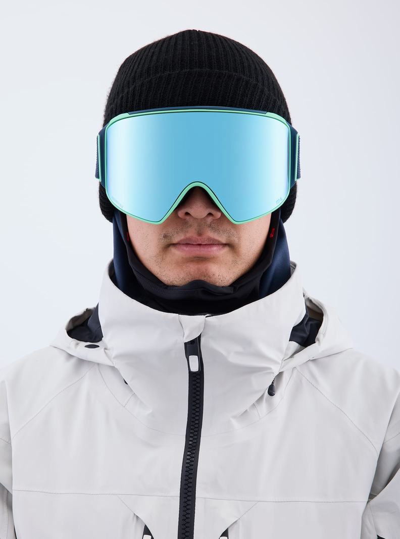 Lunette Ski Burton Anon M4 Low Bridge Fit Goggles (Cylindrical) + Bonus Lens + MFI Face Mask  Bleu Marine Bleu Rose Homme | AZD-9176481