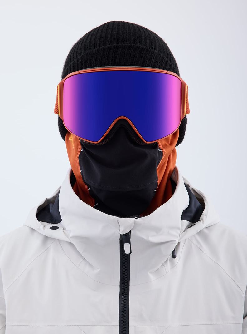 Lunette Ski Burton Anon M4 Low Bridge Fit Goggles (Cylindrical) + Bonus Lens + MFI Face Mask  Orange Rouge Homme | TQQ-5719302