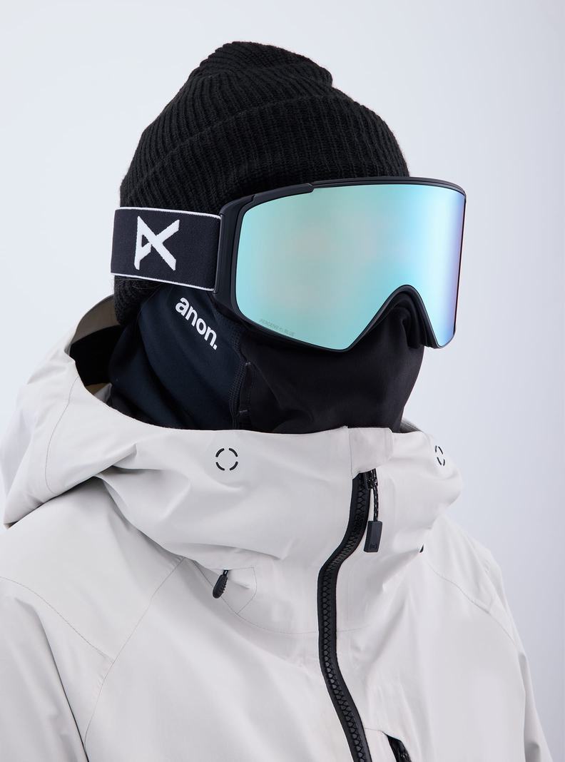 Lunette Ski Burton Anon M4S Low Bridge Fit Goggles (Cylindrical) + Bonus Lens + MFI FACE MASK  Noir Bleu Rose Homme | OLJ-6788600