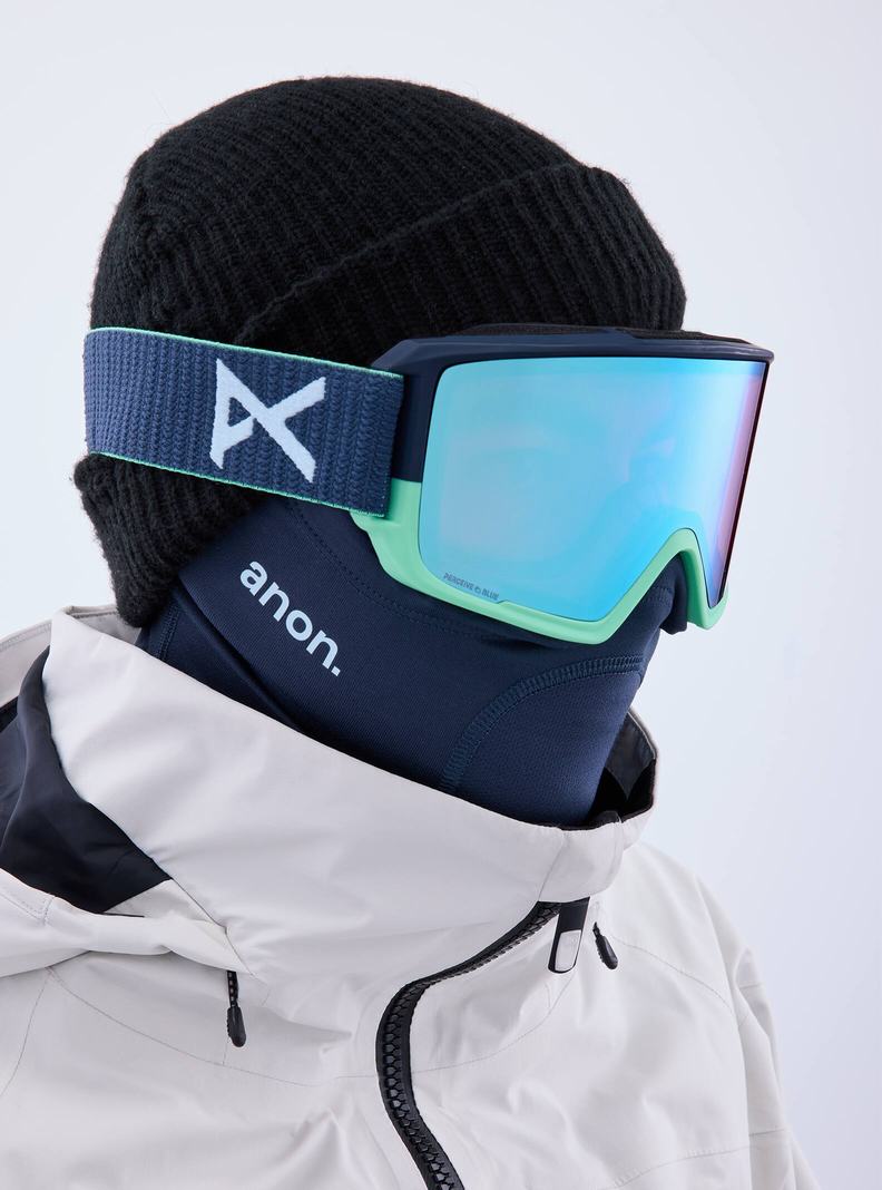 Lunette Ski Burton Anon M3 Goggles + Bonus Lens + MFI Face Mask  Bleu Marine Bleu Rose Homme | MZJ-7408399