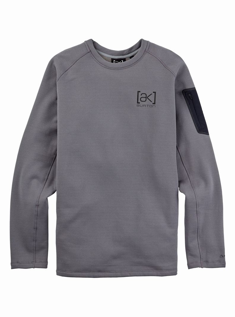 Sweats Burton [ak] Baker Power Stretch Fleece Crewneck  Grise Foncé Homme | ZQL-1302725