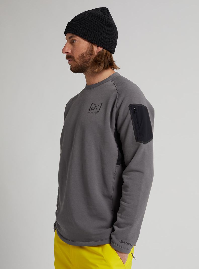 Sweats Burton [ak] Baker Power Stretch Fleece Crewneck  Grise Foncé Homme | ZQL-1302725