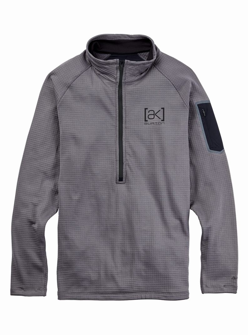 Sweats Burton [ak] Helium Power Grid Half-Zip Fleece  Grise Foncé Homme | JPE-7144919