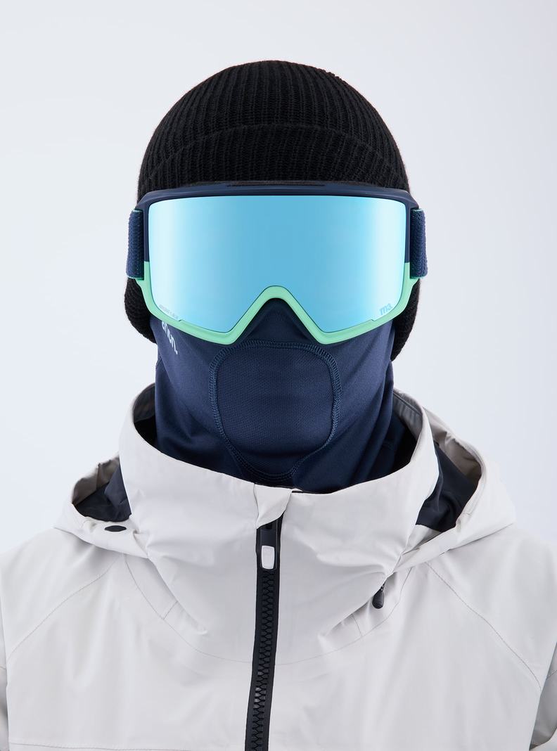 Lunette Ski Burton Anon M3 Low Bridge Fit Goggles + Bonus Lens + MFI Face Mask  Bleu Marine Bleu Rose Homme | DVM-2456905