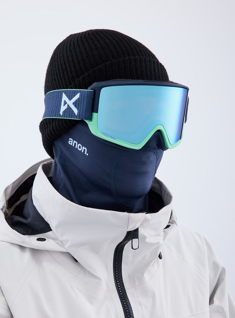 Lunette Ski Burton Anon M3 Low Bridge Fit Goggles + Bonus Lens + MFI Face Mask  Bleu Marine Bleu Rose Homme | DVM-2456905