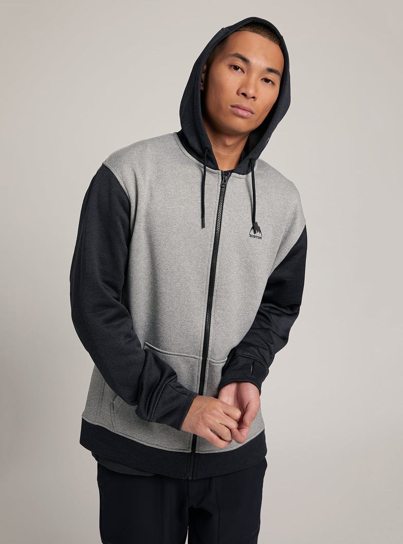 Sweats Burton Oak Full-Zip Hoodie  Grise Noir Homme | WEO-4329407