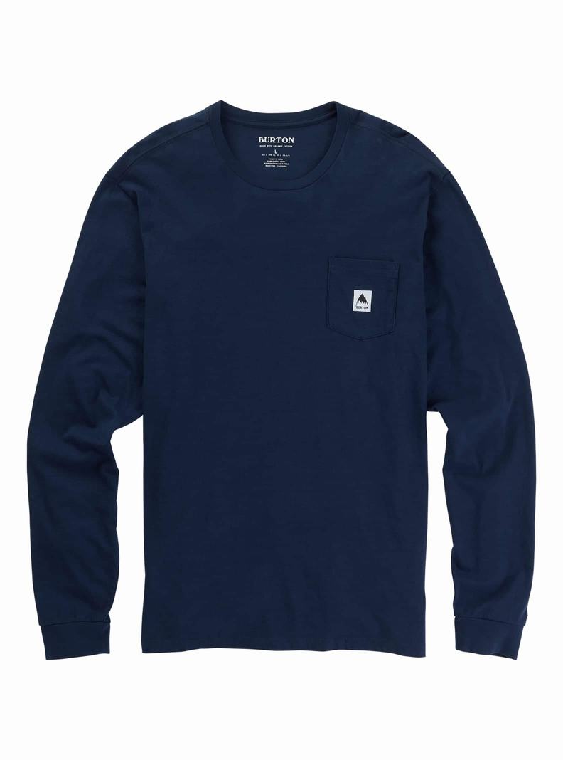 T-shirts Burton Colfax Long Sleeve  Bleu Homme | IMI-3495765