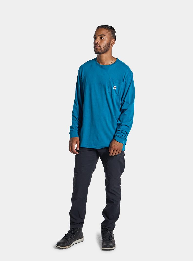 T-shirts Burton Colfax Long Sleeve  Bleu Homme | VZN-8982173