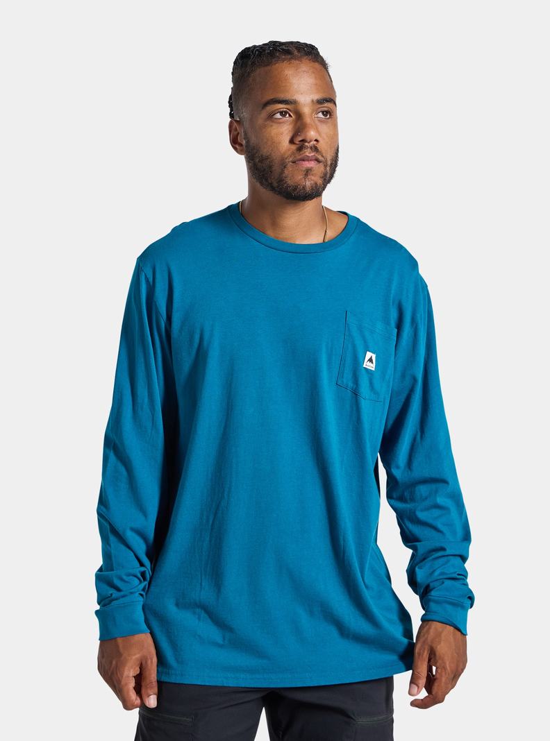 T-shirts Burton Colfax Long Sleeve  Bleu Homme | VZN-8982173