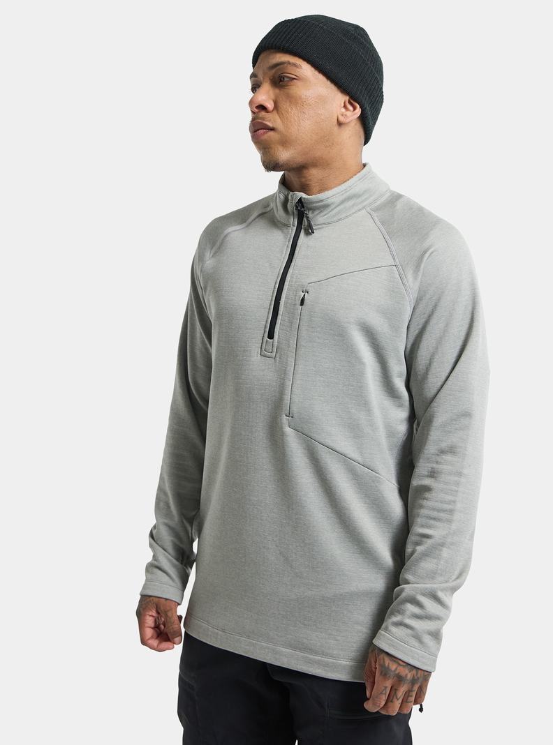 Sweats Burton Multipath Grid Quarter-Zip Fleece  Grise Homme | ICR-3993819