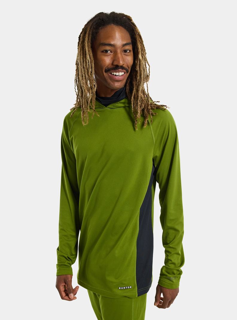 Sous-couches Burton Midweight X Base Layer Long Neck Hoodie  Vert Homme | PDX-7442292